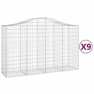 vidaXL 9 db íves horganyzott vas gabion kosár 200x50x120/140 cm kép