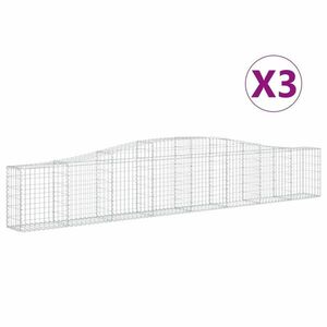 vidaXL 3 db íves horganyzott vas gabion kosár 400x30x60/80 cm kép