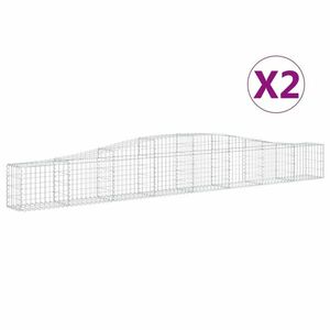 vidaXL 2 db íves horganyzott vas gabion kosár 400x30x40/60 cm kép