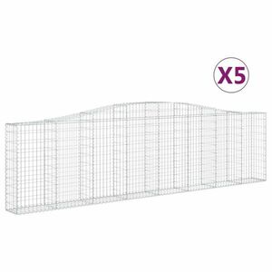 vidaXL 5 db íves horganyzott vas gabion kosár 400x30x100/120 cm kép