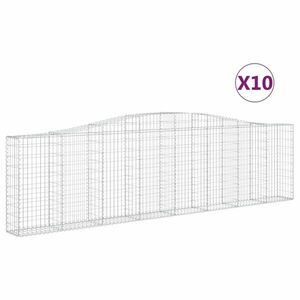 vidaXL 10 db íves horganyzott vas gabion kosár 400x30x100/120 cm kép