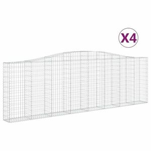 vidaXL 4 db íves horganyzott vas gabion kosár 400x30x120/140 cm kép