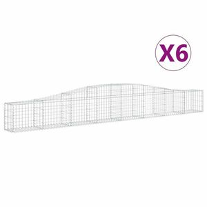 vidaXL 6 db íves horganyzott vas gabion kosár 400x30x40/60 cm kép