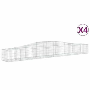 vidaXL 4 db íves horganyzott vas gabion kosár 400x50x40/60 cm kép