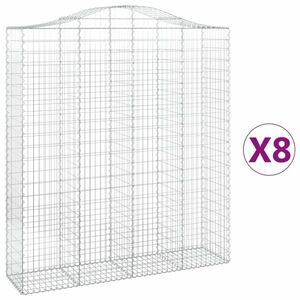 vidaXL 8 db íves horganyzott vas gabion kosár 200x50x220/240 cm kép