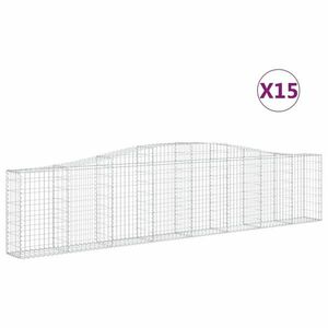 vidaXL 15 db íves horganyzott vas gabion kosár 400x30x80/100 cm kép