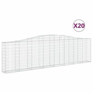 vidaXL 20 db íves horganyzott vas gabion kosár 400x30x100/120 cm kép