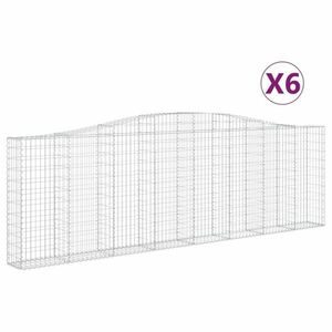 vidaXL 6 db íves horganyzott vas gabion kosár 400x30x120/140 cm kép