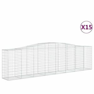 vidaXL 15 db íves horganyzott vas gabion kosár 400x50x100/120 cm kép