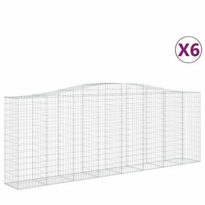 vidaXL 6 db íves horganyzott vas gabion kosár 400x50x140/160 cm kép