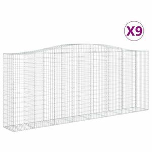 vidaXL 9 db íves horganyzott vas gabion kosár 400x50x160/180 cm kép