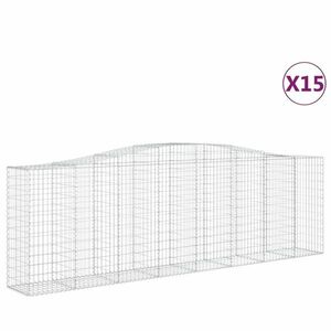 vidaXL 15 db íves horganyzott vas gabion kosár 400x50x120/140 cm kép