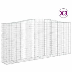 vidaXL 3 db íves horganyzott vas gabion kosár 400x50x180/200 cm kép