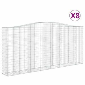 vidaXL 8 db íves horganyzott vas gabion kosár 400x50x180/200 cm kép