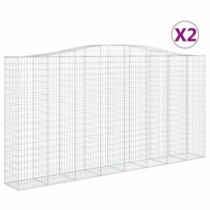 vidaXL 2 db íves horganyzott vas gabion kosár 400x50x200/220 cm kép