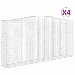 vidaXL 4 db íves horganyzott vas gabion kosár 400x50x200/220 cm kép