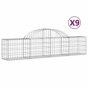 vidaXL 9 db íves horganyzott vas gabion kosár 200x30x40/60 cm kép