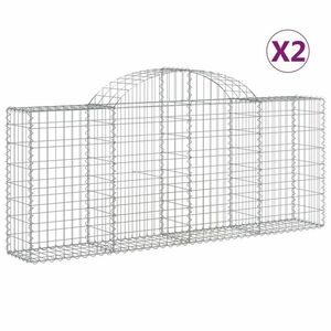 vidaXL 2 db íves horganyzott vas gabion kosár 200x30x80/100 cm kép