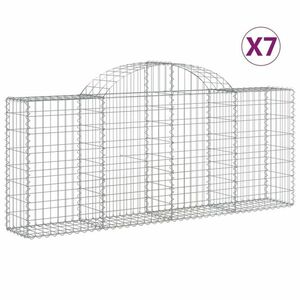 vidaXL 7 db íves horganyzott vas gabion kosár 200x30x80/100 cm kép