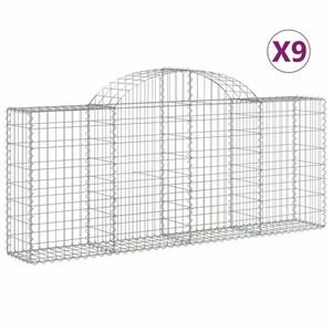 vidaXL 9 db íves horganyzott vas gabion kosár 200x30x80/100 cm kép