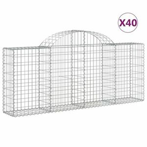 vidaXL 40 db íves horganyzott vas gabion kosár 200x30x80/100 cm kép