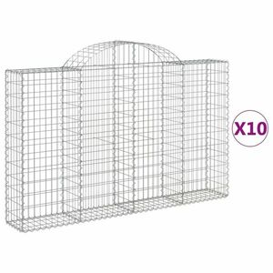 vidaXL 10 db íves horganyzott vas gabion kosár 200x30x120/140 cm kép