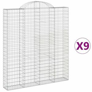 vidaXL 9 db íves horganyzott vas gabion kosár 200x30x220/240 cm kép