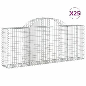 vidaXL 25 db íves horganyzott vas gabion kosár 200x30x80/100 cm kép