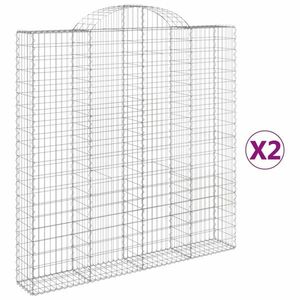 vidaXL 2 db íves horganyzott vas gabion kosár 200 x 30 x 200/220 cm kép