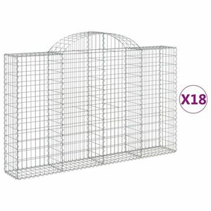 vidaXL 18 db íves horganyzott vas gabion kosár 200x30x120/140 cm kép