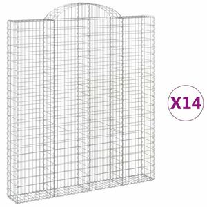 vidaXL 14 db íves horganyzott vas gabion kosár 200x30x220/240 cm kép