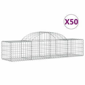 vidaXL 50 db íves horganyzott vas gabion kosár 200x50x40/60 cm kép