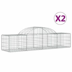 vidaXL 2 db íves horganyzott vas gabion kosár 200x50x40/60 cm kép