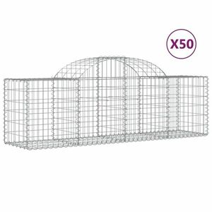 vidaXL 50 db íves horganyzott vas gabion kosár 200x50x60/80 cm kép