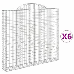 vidaXL 6 db íves horganyzott vas gabion kosár 200x30x180/200 cm kép