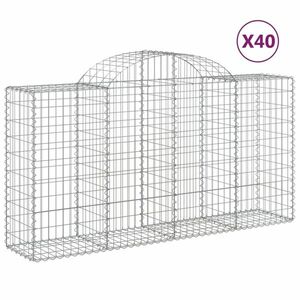 vidaXL 40 db íves horganyzott vas gabion kosár 200x50x100/120 cm kép