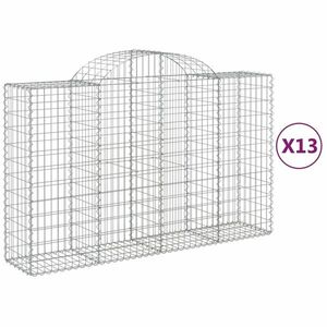 vidaXL 13 db íves horganyzott vas gabion kosár 200x50x120/140 cm kép