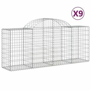 vidaXL 9 db íves horganyzott vas gabion kosár 200x50x80/100 cm kép