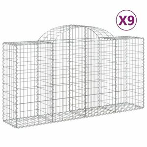 vidaXL 9 db íves horganyzott vas gabion kosár 200 x 50 x 100/120 cm kép