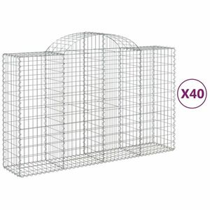 vidaXL 40 db íves horganyzott vas gabion kosár 200x50x120/140 cm kép