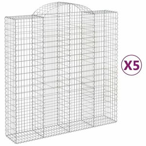 vidaXL 5 db íves horganyzott vas gabion kosár 200x50x200/220 cm kép