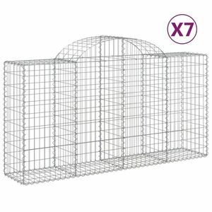 vidaXL 7 db íves horganyzott vas gabion kosár 200 x 50 x 100/120 cm kép