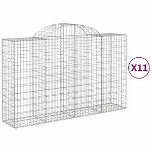 vidaXL 11 db íves horganyzott vas gabion kosár 200x50x120/140 cm kép