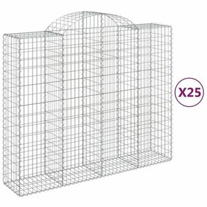 vidaXL 25 db íves horganyzott vas gabion kosár 200x50x160/180 cm kép