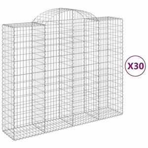 vidaXL 30 db íves horganyzott vas gabion kosár 200x50x160/180 cm kép