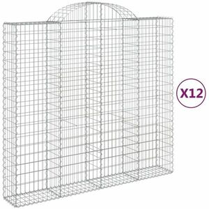 vidaXL 12 db íves horganyzott vas gabion kosár 200x50x180/200 cm kép