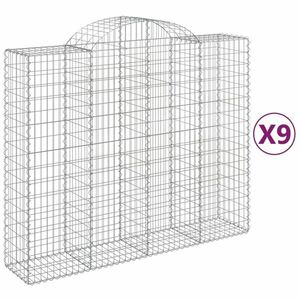 vidaXL 9 db íves horganyzott vas gabion kosár 200x50x160/180 cm kép