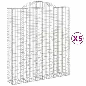 vidaXL 5 db íves horganyzott vas gabion kosár 200x50x220/240 cm kép