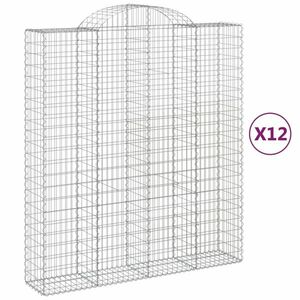 vidaXL 12 db íves horganyzott vas gabion kosár 200x50x220/240 cm kép