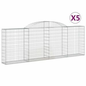 vidaXL 5 db íves horganyzott vas gabion kosár 300 x 30 x 100/120 cm kép